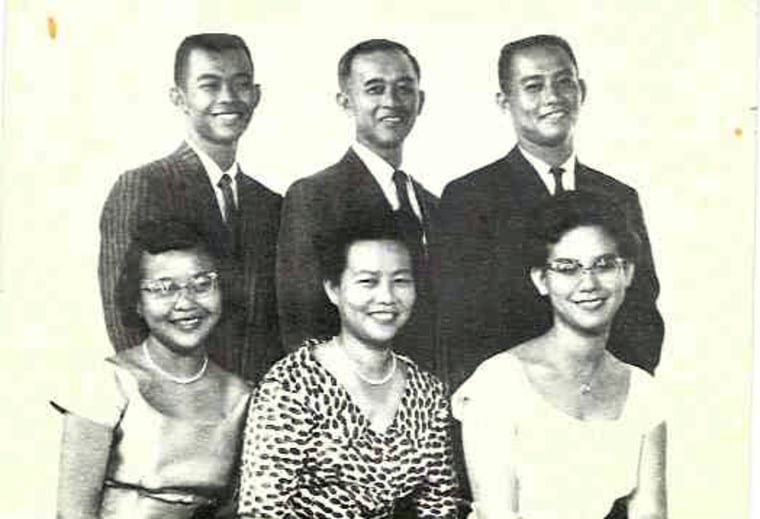 A Dong family photo from 1955. From top left, Lloyd Jr., Lloyd Sr. and Ron Dong. From bottom left, Jackie, Margaret and Jeanette Dong.
