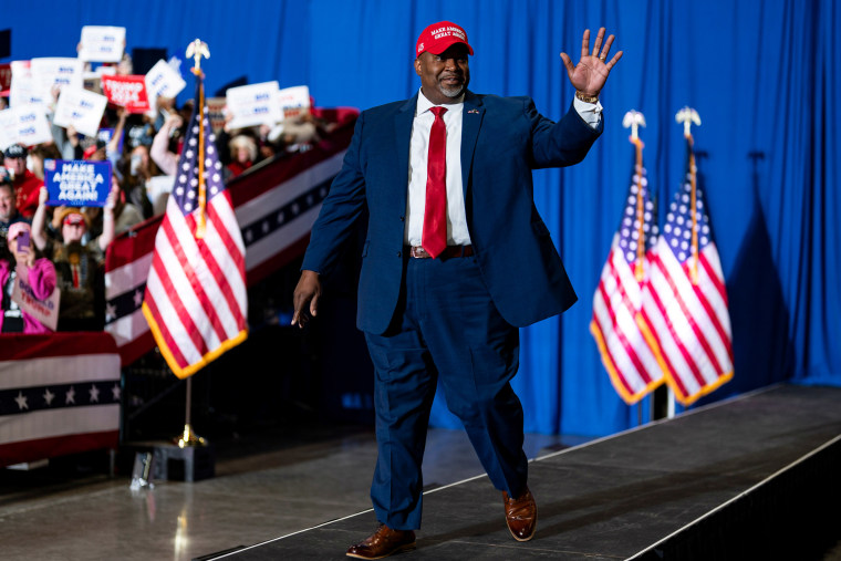 Mark Robinson, lieutenant governor of North Carolina, wearing MAGA hat 