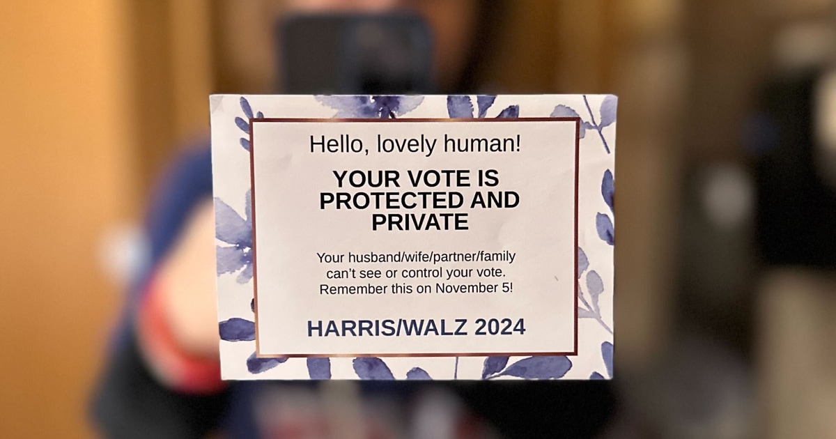 Pro-Harris sticky notes pop up in women’s restrooms and gyms and on tampon boxes