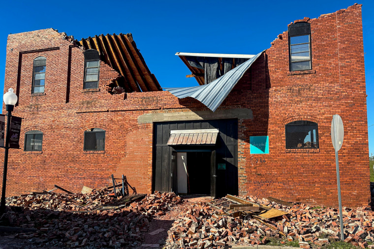 A view of storm damage at Chez What in the aftermath of Hurricane Helene on Saturday in Valdosta, Ga.