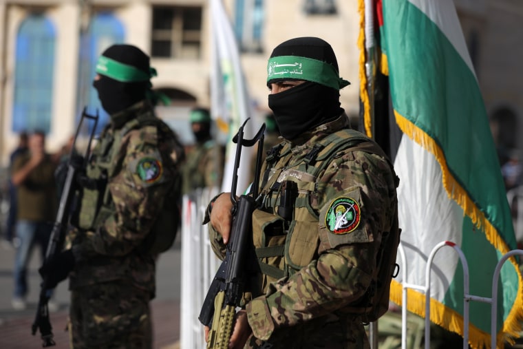 Members of the Ezzedine al-Qassam Brigades in Gaza City