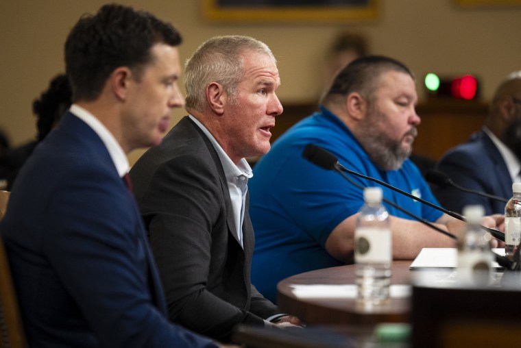 Brett Favre testifies on Capitol Hill on Tuesday.