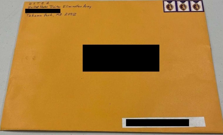 letters containing suspicious substances which have been mailed to Secretary of State's offices