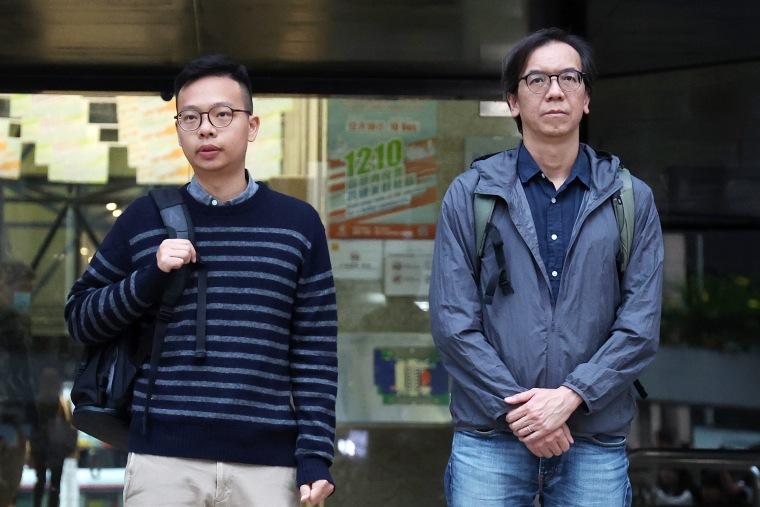 Patrick Lam, the former acting editor-in-chief of Stand News, and Chung leaving court last year.