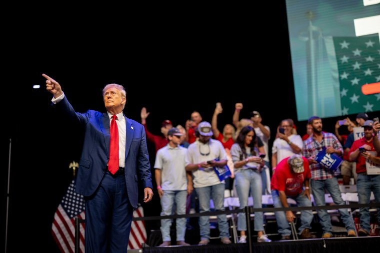 Former President Donald Trump at a campaign rally in Savannah, Ga.