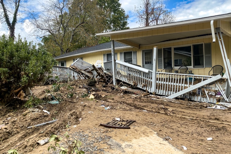 Damage from Hurricane Helene in Black Mountain, N.C., on Oct. 4, 2024.