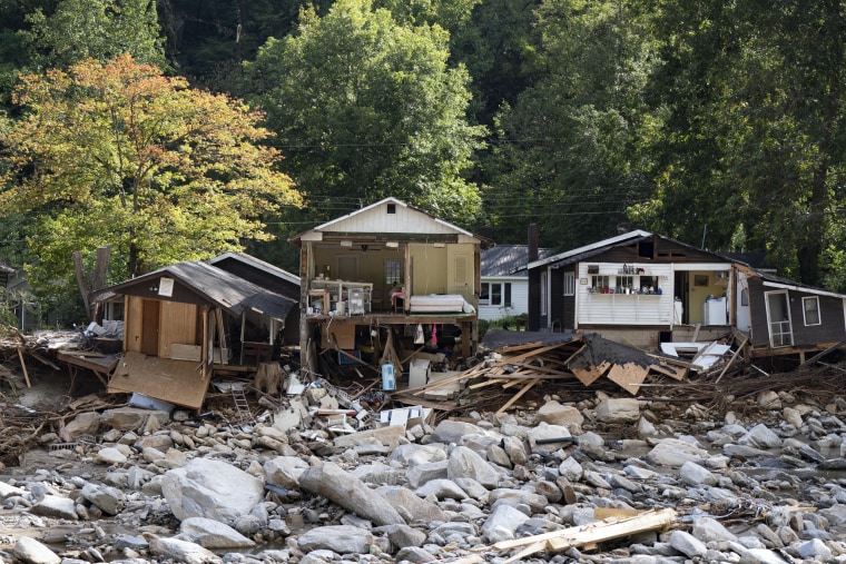 Destroyed home after Helene in North Carolina