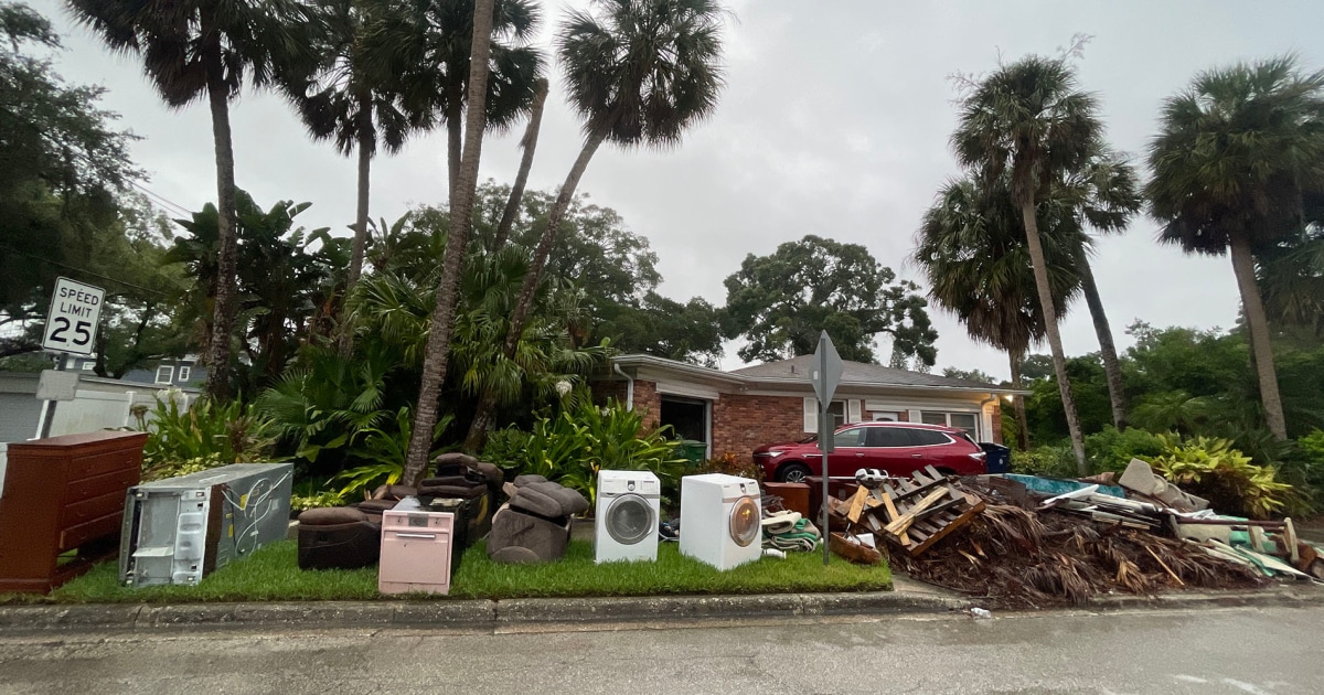 Despite last-minute cleanup efforts, debris piles remain a threat during Hurricane Milton