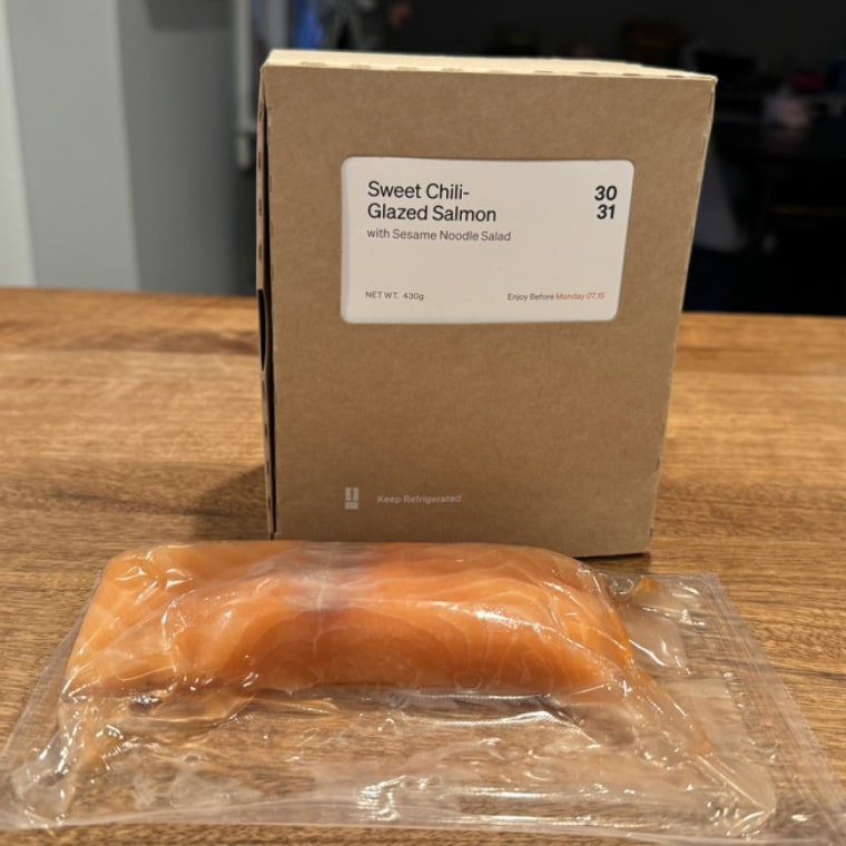 Vacuum-sealed salmon from Tovala’s meal kit