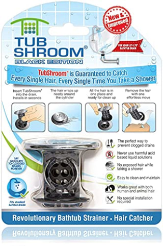 FOR PD BACON - TubShroom Tub Drain Hair Catcher, Black Chrome - Protector and Catcher for Bathroom Drains, Fits 1.5\" 1.75\" Bathtub Shower Drains