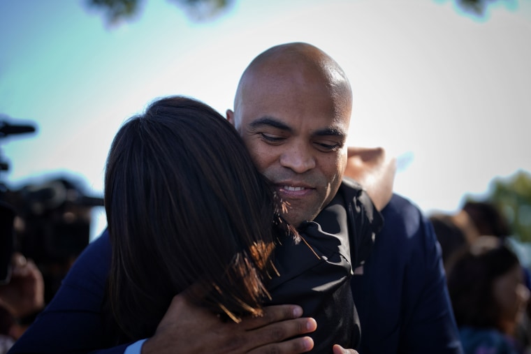 Rep. Colin Allred, D-Texas, at an early voting center in Dallas, Texas, just before he voted.