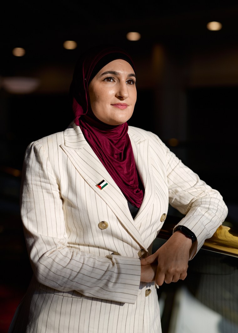 Linda Sarsour sits for a portrait