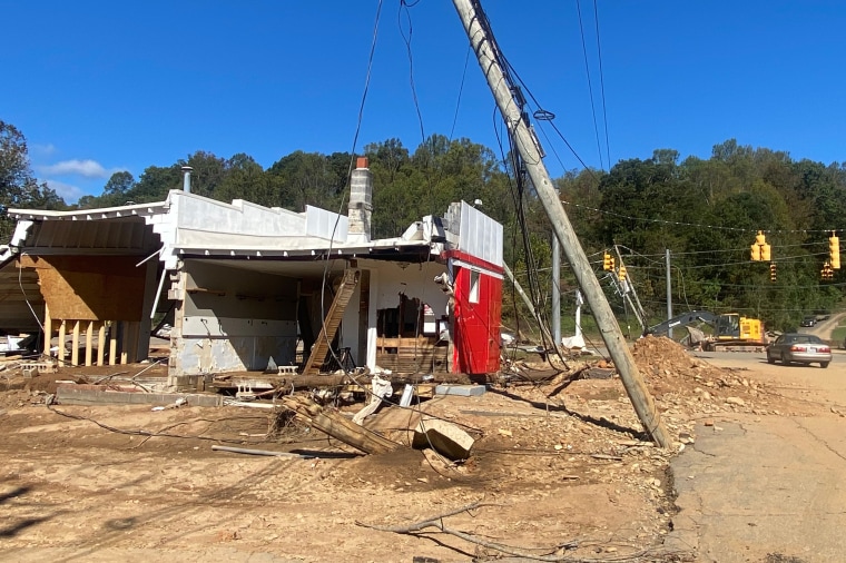 Buildings throughout Swannanoa were damaged beyond repair after Hurricane Helene pummeled the region.