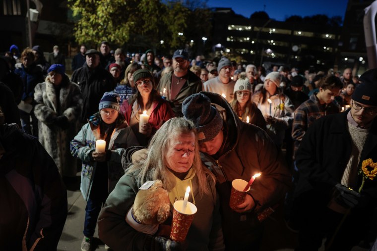 A candlelight vigil in Auburn, Maine, on Nov. 2, 2023, honors the victims of the Lewiston shootings.