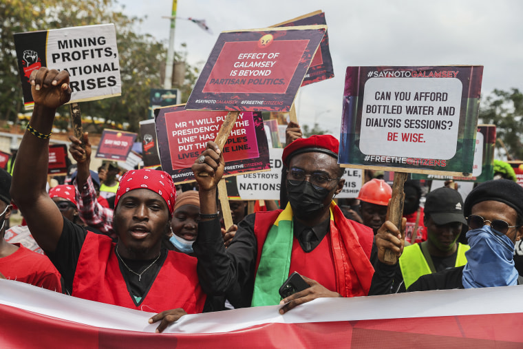 Hundreds of Ghanaians, most of them university students, protested on the streets of the capital city Accra on October 3, 2024 to demand an immediate halt to illegal mining activities, known locally as "galamsey".
The demonstrators were also demanding the release of 54 anti-galamsey protesters detained last month. 