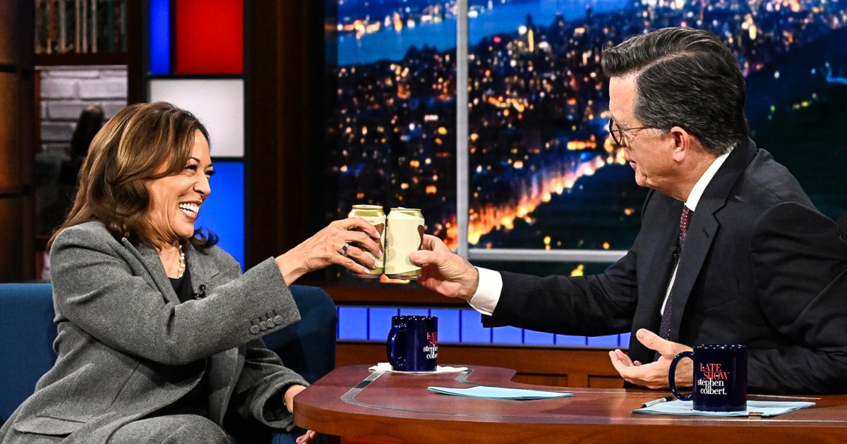 Kamala Harris sips beers and jokes in talk show tour