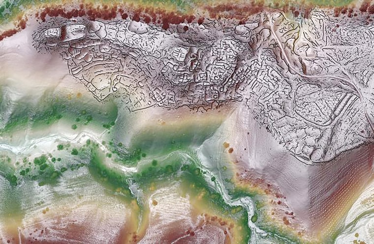 A composite view of Tugunbulak using lidar technology, which uses light in the form of a pulsed laser to measure ranges.