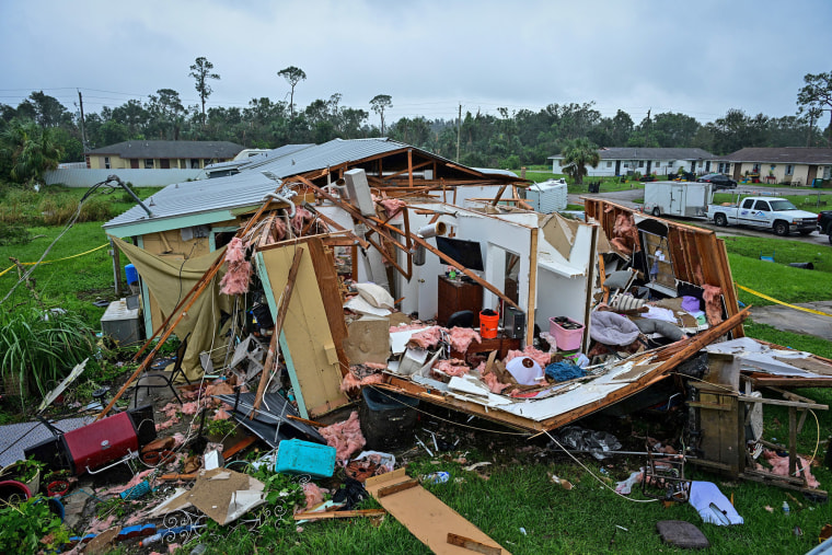 A completely destroyed houseLakewood Park, Fla., on Oct. 10, 2024, the day after a tornado hit the area.