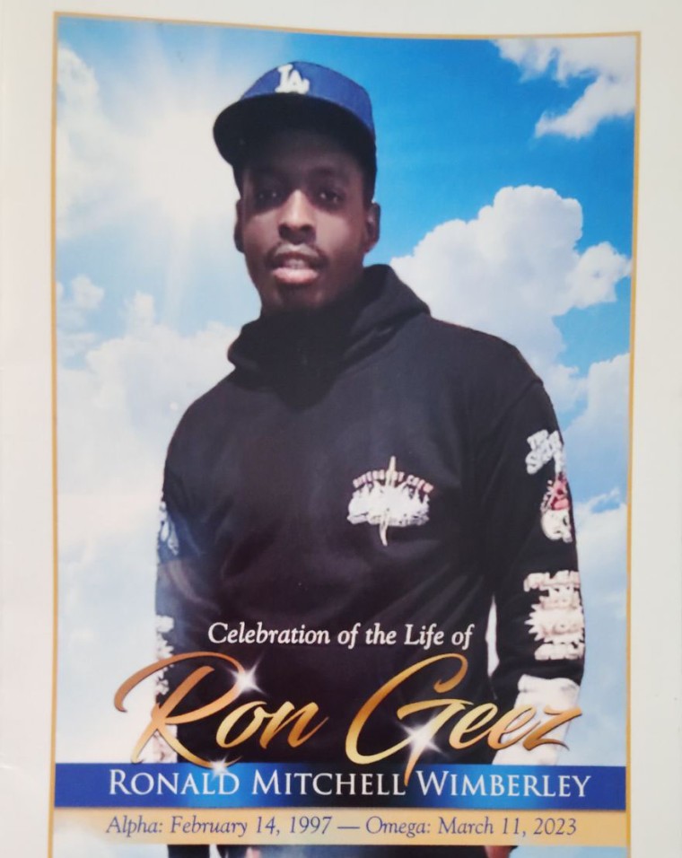 Ronald Wimberly's funeral program.