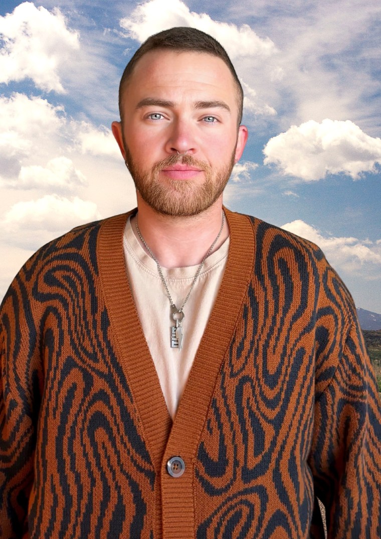 Photo of person against blue sky backdrop