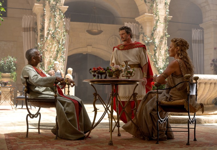 Denzel Washington as Macrinus in  a scene from "Gladiator II"