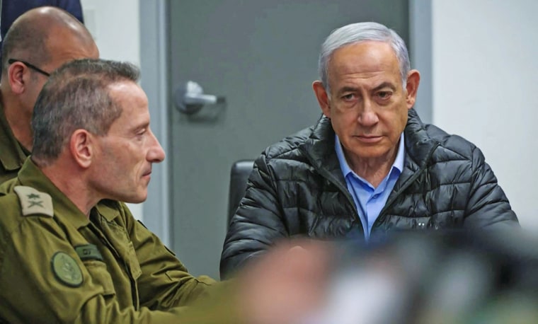 Israeli Prime Minister Benjamin Netanyahu attends a meeting in the command center of the defense ministry in Tel Aviv on Oct. 24, 2024.